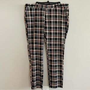 TR Premium Men's Tailored Recreation Red Black Plaid Chino Casual Pants 44X32